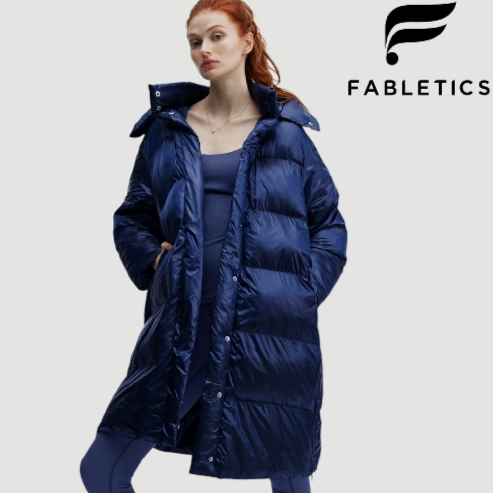 Fabletics Adeline Shine Oversize Long Puffer Deep Cobalt Blue NWT XS - Picture 13 of 14